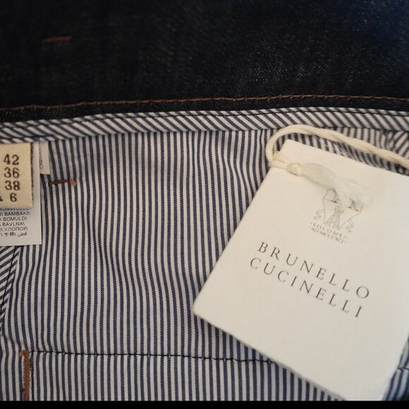 Brunello Cucinelli Monili Jeans Blue Denim Trousers Elastic Hem Size 6 New $1795 - Picture 8 of 9